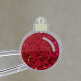 Christmas Ornaments Die Cut Stickers Set for holiday cards, gift tags, scrapbooking and crafts, glitter ball shaped bauble embellishments.