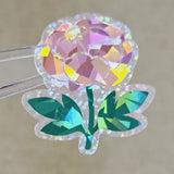 Pink Peony Flower Sticker Set, small sparkly summer blooms for journals, garden planners, wedding envelopes, scrapbook pages and crafts.