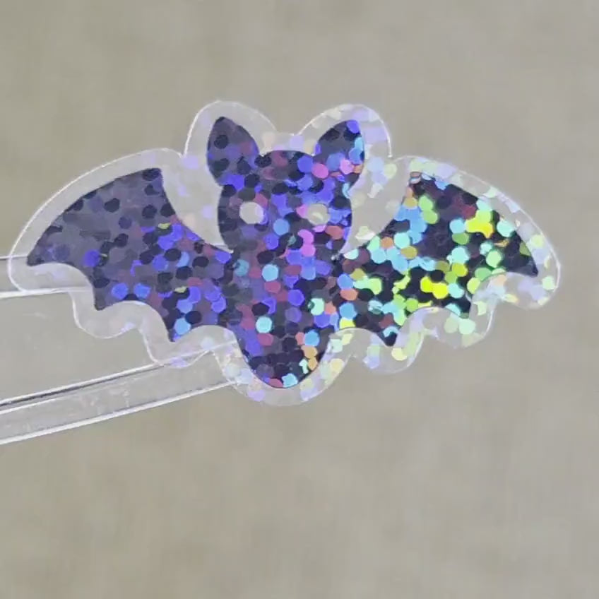 Black Bats Die Cut Sparkly Sticker Set for Halloween, spooky season crafts