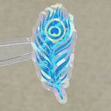 Peacock Feathers Die Cut Stickers, metallic turquoise stickers for summer festival journal page embellishments, boho decor