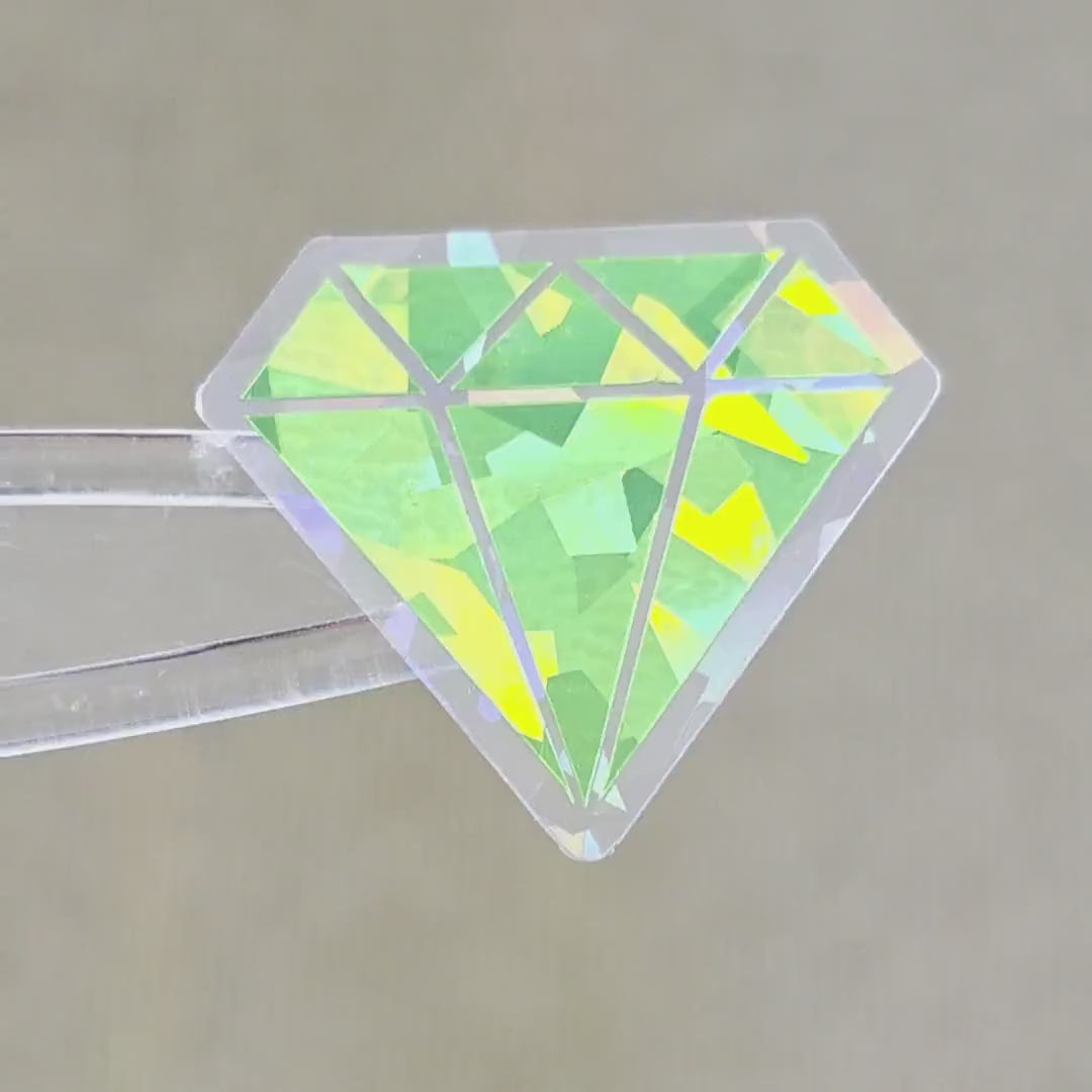 Lime Green Diamond Gems Die Cut Sticker Set, multicolor sparkly stickers for tumblers, journals, scrapbooks and crafts