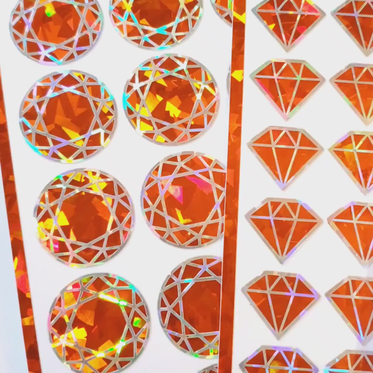Orange Diamond Sticker Bundle, set of 96 sparkly faux citron gemstone stickers for November birthday, Scorpio zodiac gift, Free shipping.