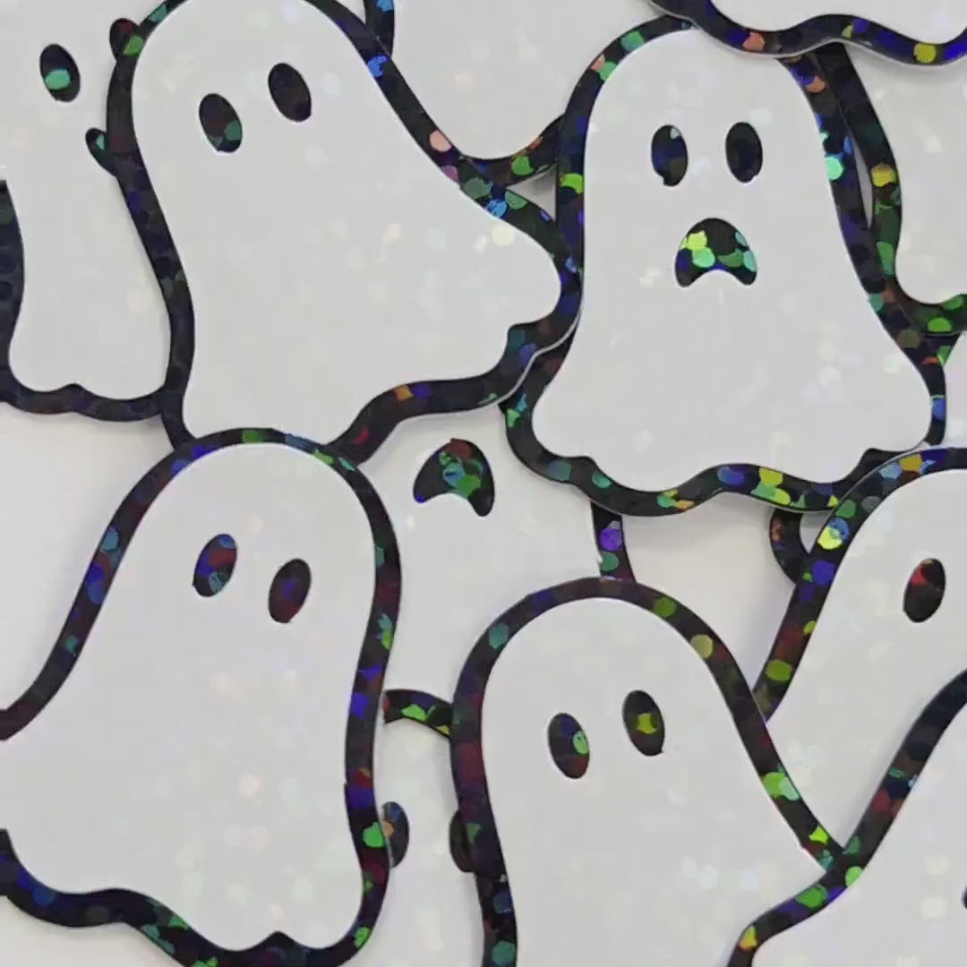 Ghosts Die Cut Sticker Set for Halloween crafts, Trick or Treat bags, spooky season stickers.