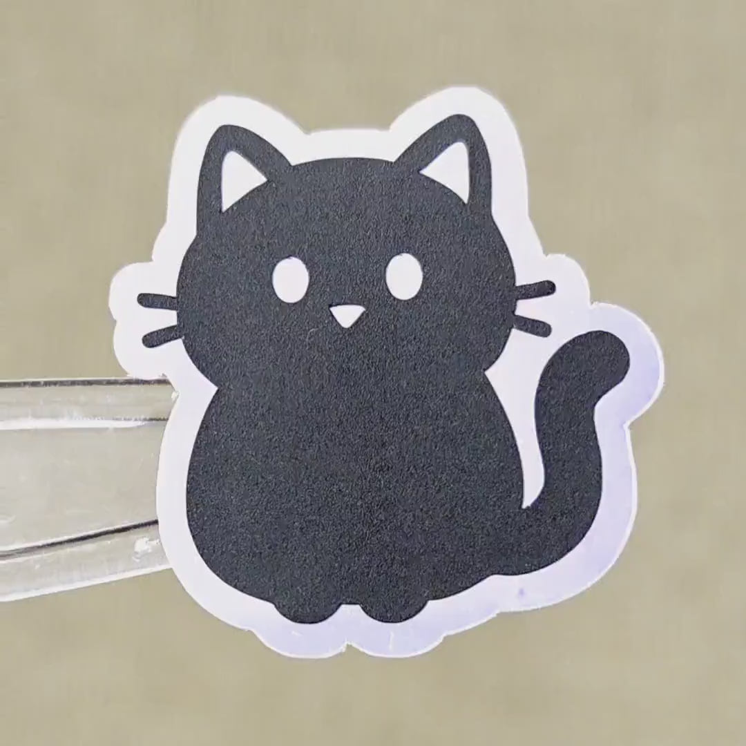 Black Cat Die Cut Sticker Set for Halloween Crafts, Pet Food Containers, Journals and Scrapbook Pages.