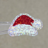 Sparkly Santa Hat Die Cut Stickers, Christmas Craft Vinyl Decals