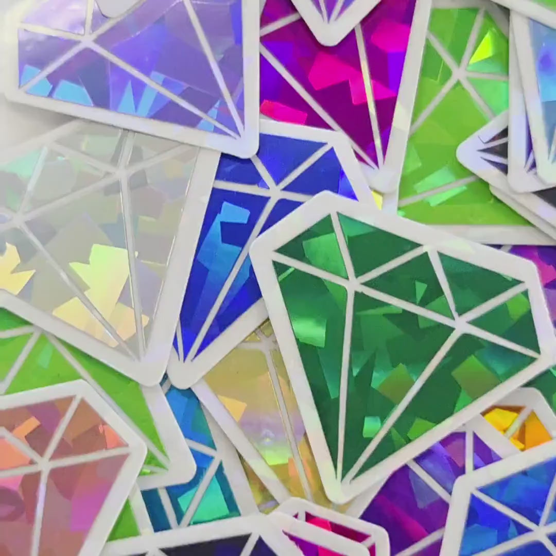 Turquoise Diamond Gems Die Cut Sticker Set, multicolor sparkly stickers for tumblers, journals, scrapbooks and crafts