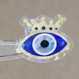 Blue Evil Eyes with Gold Crown Die Cut Sticker Set for autumn crafts, mystical decor, good luck symbol.