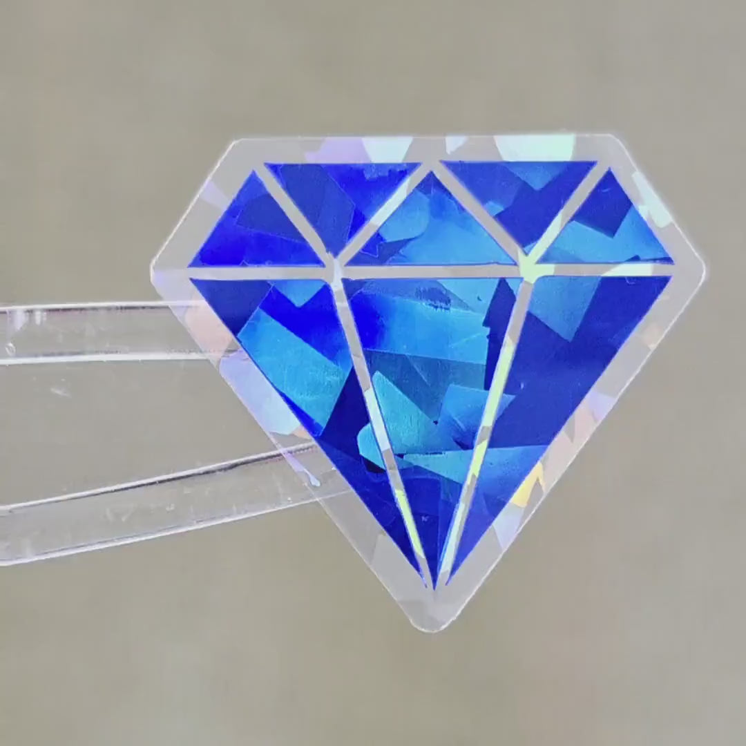 Sapphire Blue Diamond Gems Die Cut Sticker Set, multicolor sparkly stickers for tumblers, journals, scrapbooks and crafts