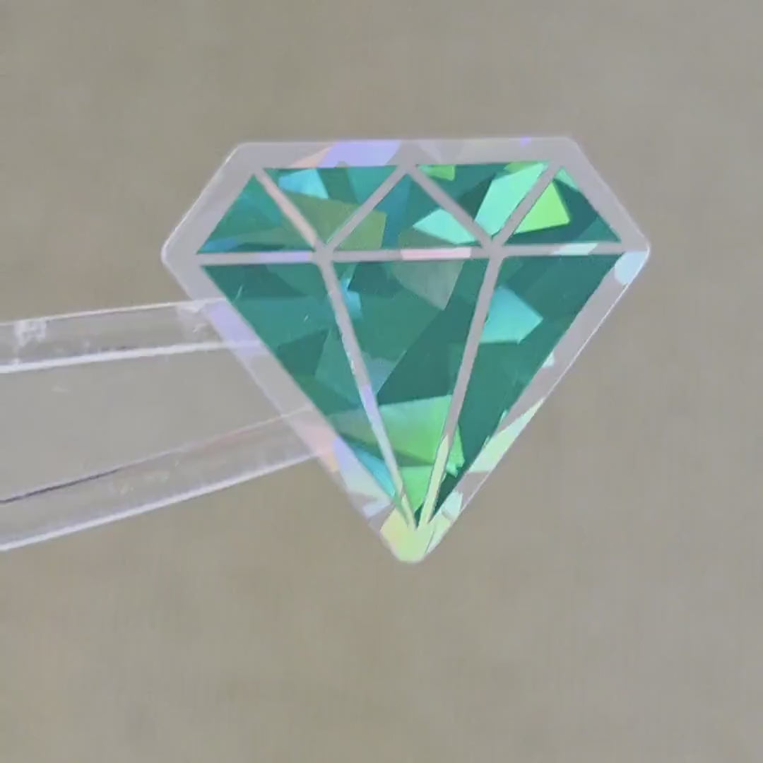 Emerald Green Diamond Gems Die Cut Sticker Set, multicolor sparkly stickers for tumblers, journals, scrapbooks and crafts