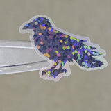 Black Raven Birds Die Cut Sparkly Glitter Stickers for Halloween, spooky season crafts