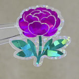 Peony Flower Die Cut Stickers, small sparkly hot pink summer blooms for journals, garden planners, envelopes, scrapbook pages and crafts.