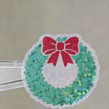 Christmas Wreath Die Cut Stickers for greeting card envelopes, gift tags and holiday crafts.