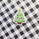 Christmas Tree Plushie Sticker Set, glossy die cut printed stickers for winter holidays