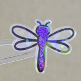 Purple Dragonfly Die-Cut Stickers, Cute Bug Vinyl Decals for Journals, Greeting Cards and Crafts.