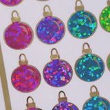Christmas Stickers, set of 64 small colorful ornaments for holiday cards.