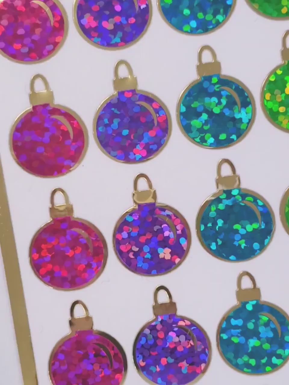 Christmas Stickers, set of 64 small colorful ornaments for holiday cards.