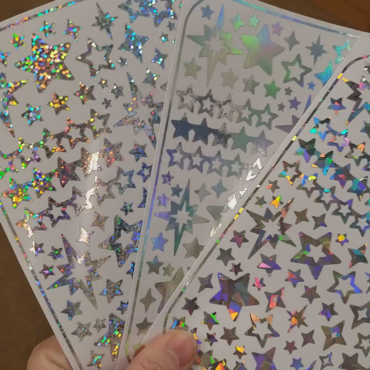Holographic Star Sticker Sheet, Set of 100 Various Stars for Journals, Envelopes, Cardholders, and Photocards