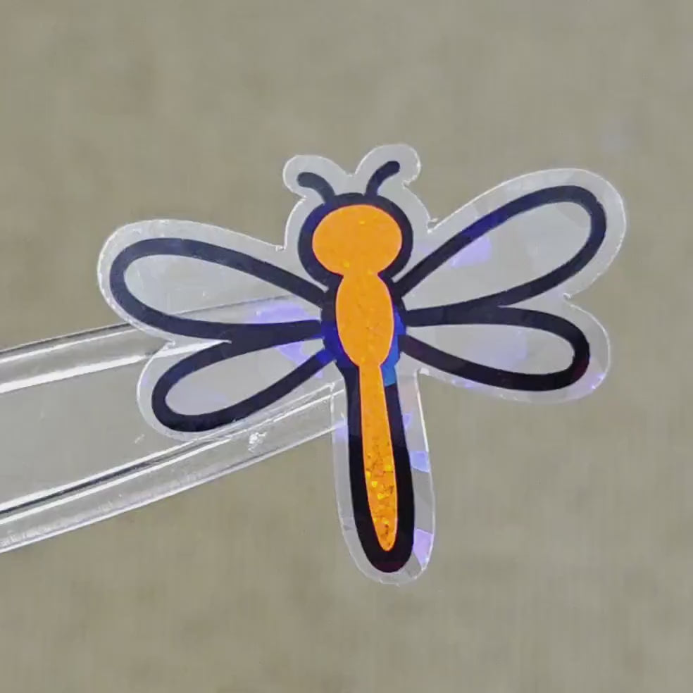 Orange Glitter Dragonfly Die-Cut Stickers, Bug Vinyl Decals, Journal Crafts