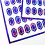 Purple rupee gem stickers, set of 36 small sparkly rupee vinyl decals. Treasure stickers for gamers.