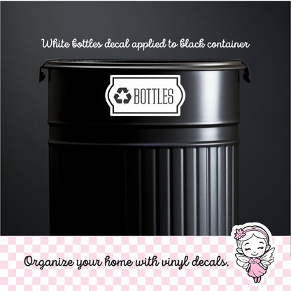 Recycle Bottles Decal, recycling bin label