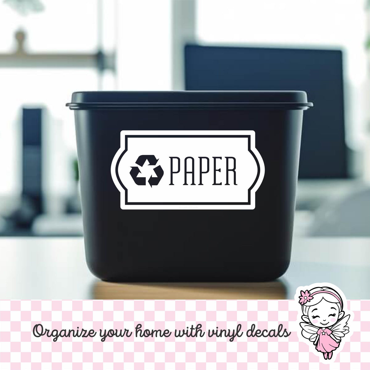 Recycle Paper Decal, recycling bin label