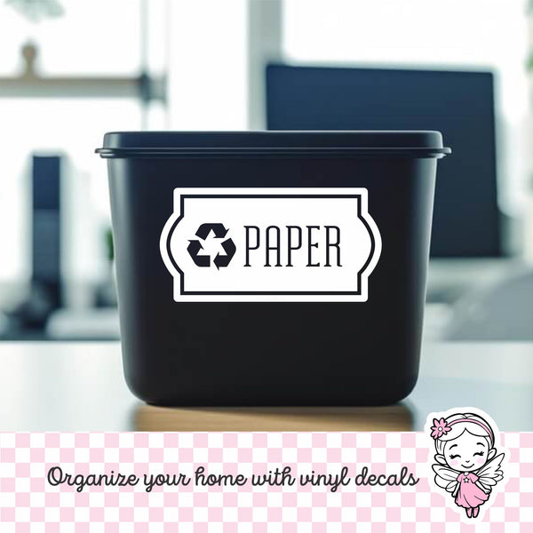 Recycle Paper Decal, recycling bin label