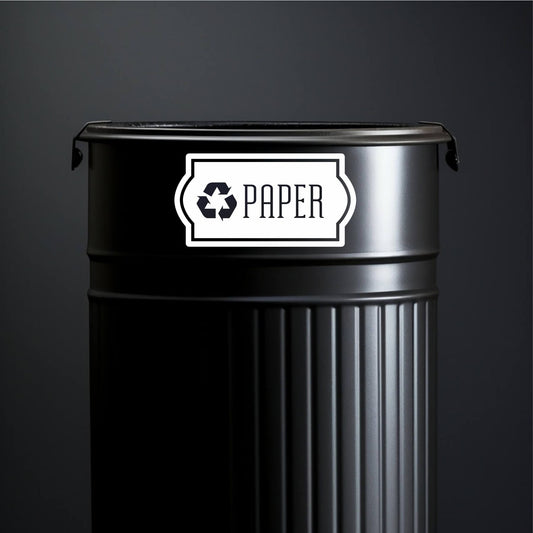 Recycle Paper Decal, recycling bin label