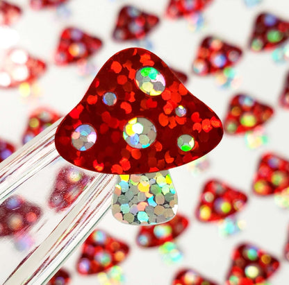 red mushroom glitter stickers