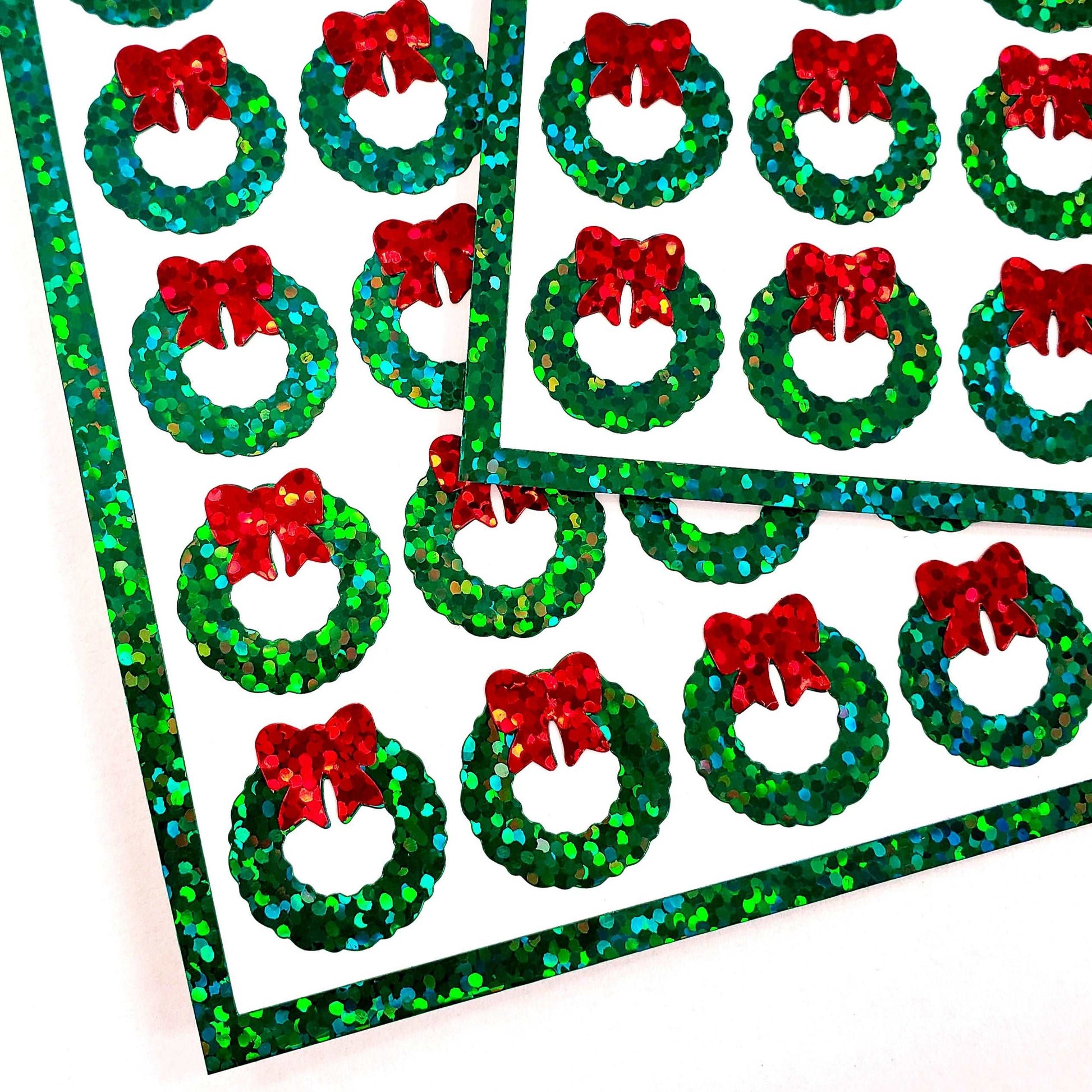 Christmas Wreath Stickers - glitter