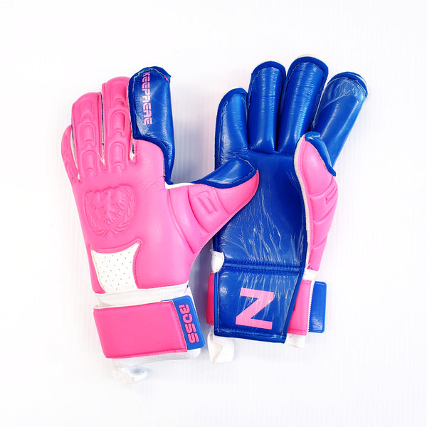 Goalkeeper Soccer Gloves, Blue & Pink - Keepaere Boss