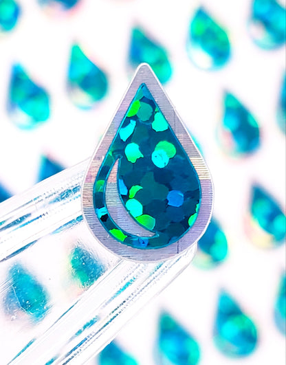 raindrop stickers in teal