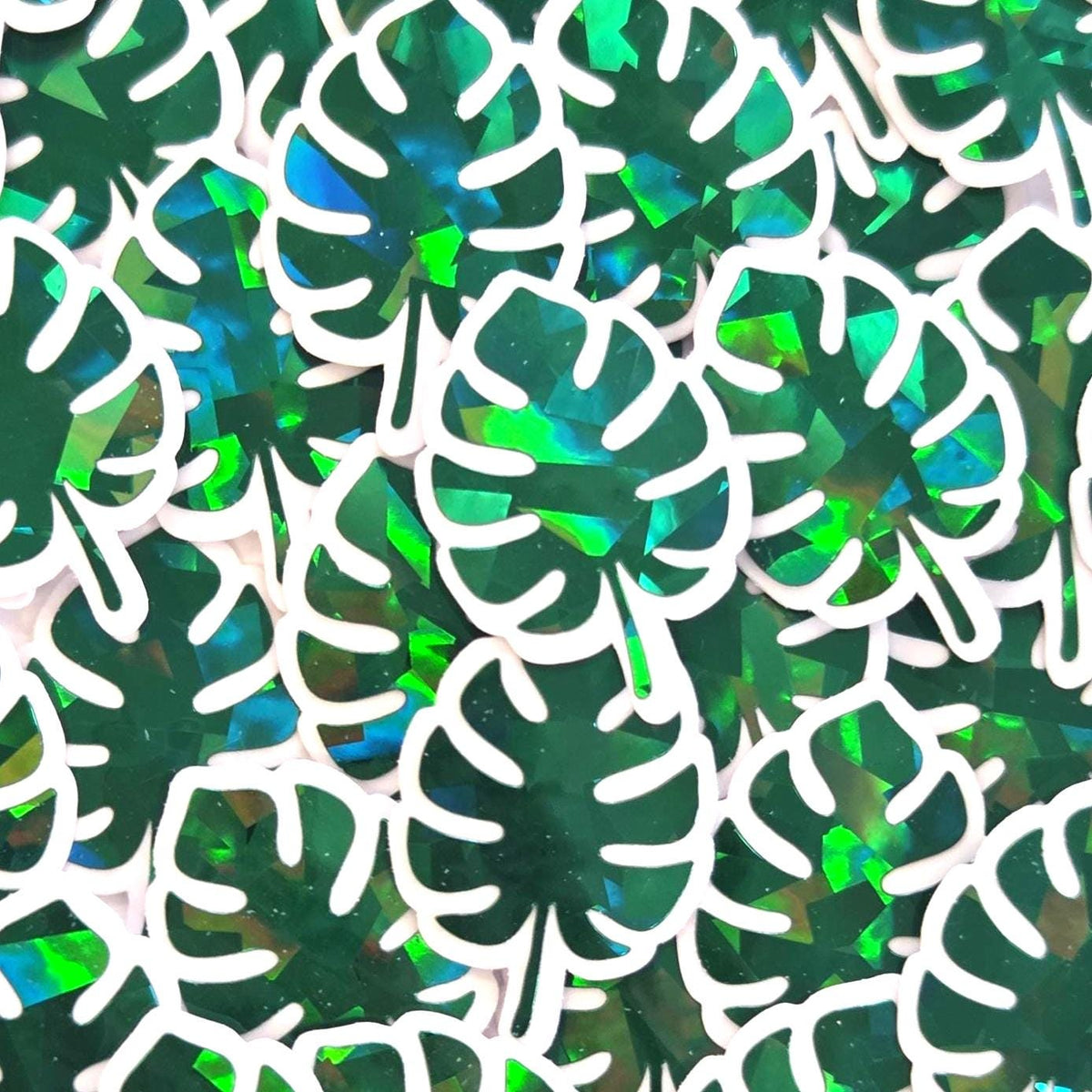 Mini Tropical Monstera Leaf Stickers, Glitter Vinyl Decals, Waterproof, Peel & Stick