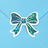 Turquoise Glitter Bow Stickers