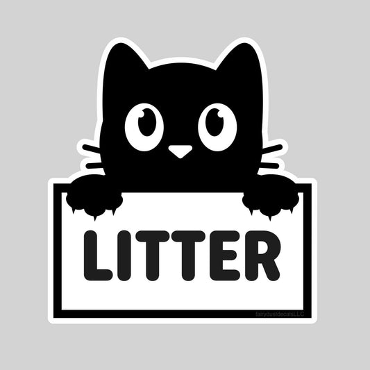 Cat Litter Sticker, pet storage label, organized home pantry, kitty litter container decal measures 5x5 inches