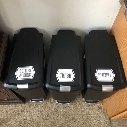 Recycle Bottles and Cans Decal, computer cut vinyl decal, trash barrel and recycling tote sticker, reduce reuse recycle, decal only