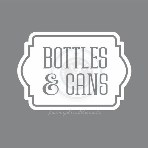Recycle Bottles and Cans Decal, computer cut vinyl decal, trash barrel and recycling tote sticker, reduce reuse recycle, decal only