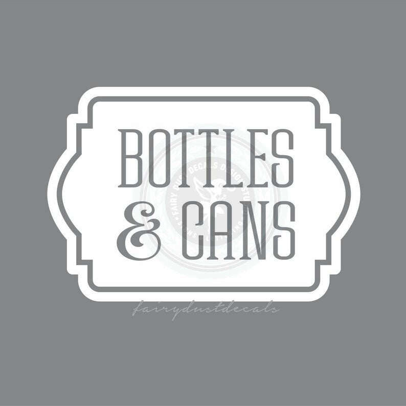 Recycle Bottles and Cans Decal, computer cut vinyl decal, trash barrel and recycling tote sticker, reduce reuse recycle, decal only