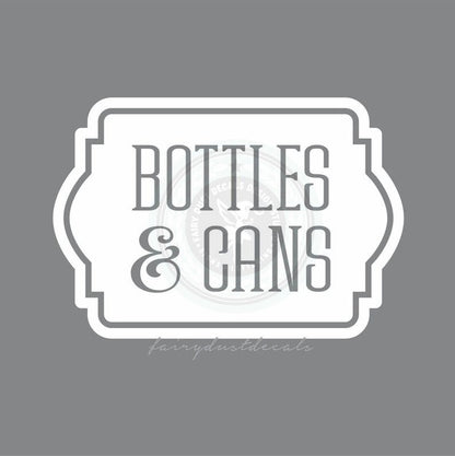 Recycle Bottles and Cans Decal, computer cut vinyl decal, trash barrel and recycling tote sticker, reduce reuse recycle, decal only