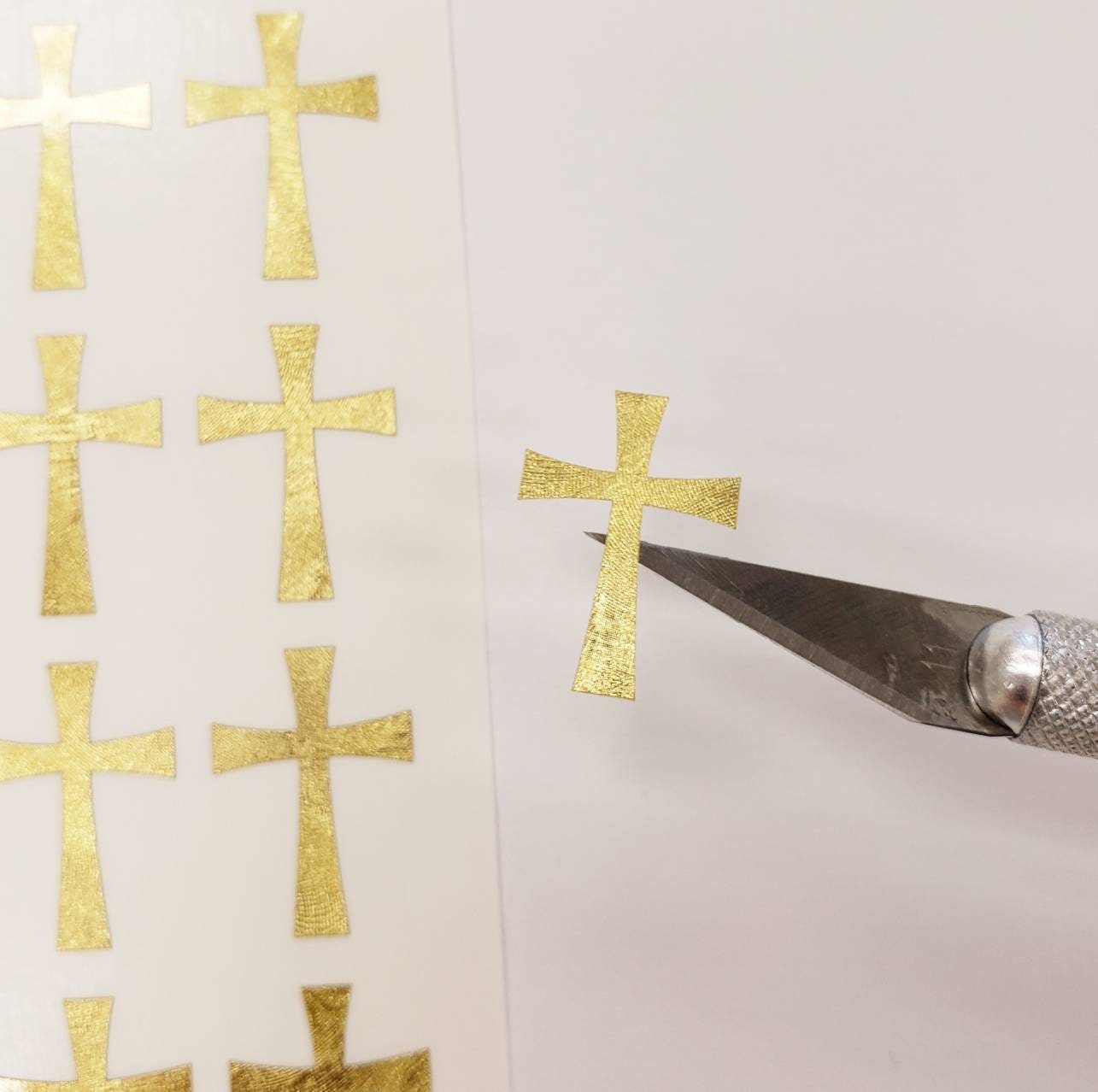 Gold Cross Stickers, metallic