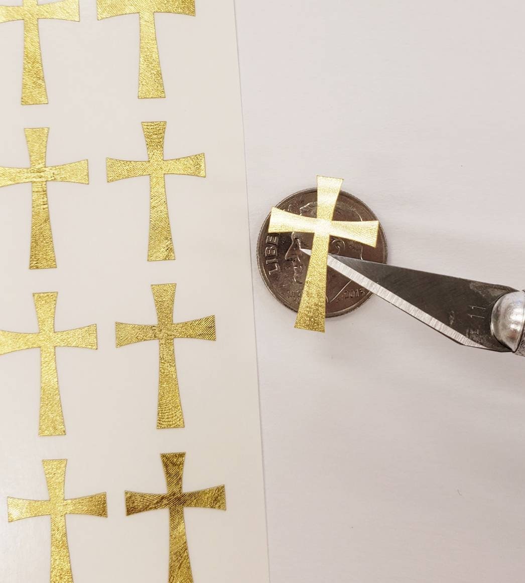 Gold Cross Stickers, metallic