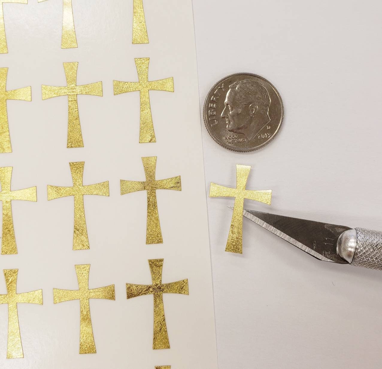 Gold Cross Stickers, metallic