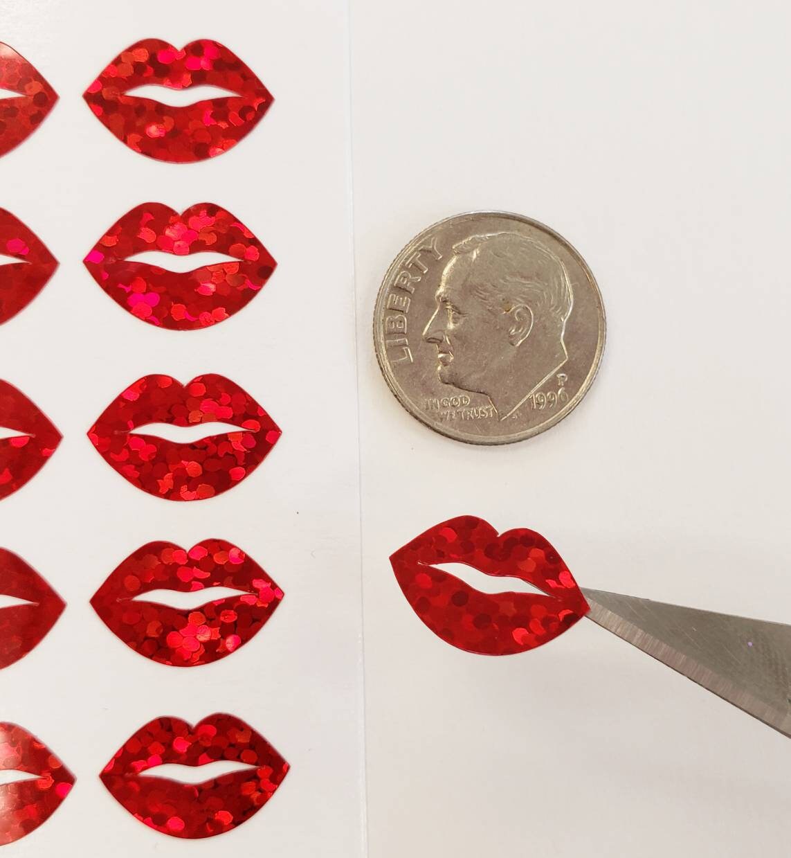 Sparkly Red Lips Stickers