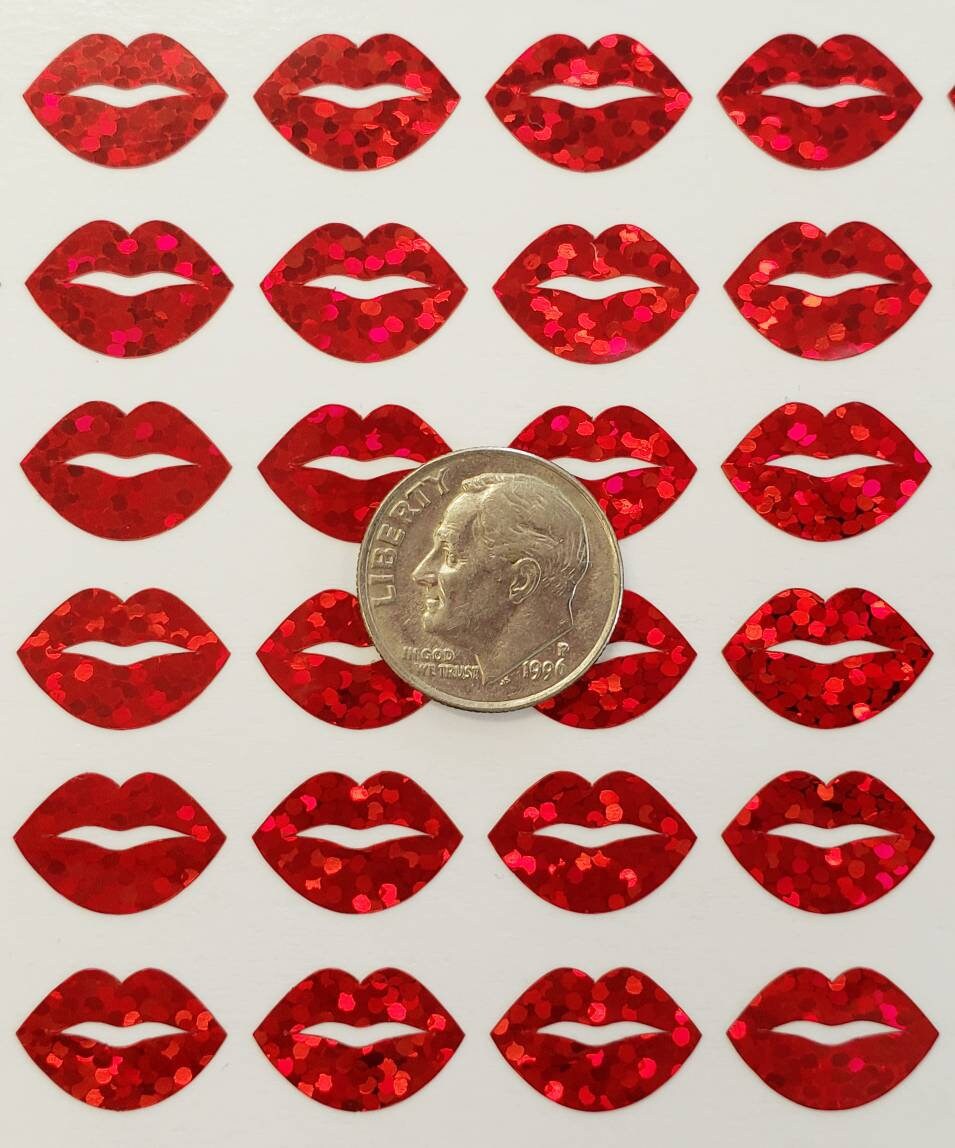 Sparkly Red Lips Stickers