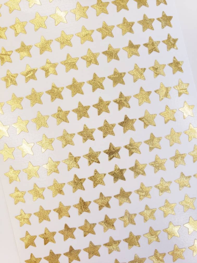Gold Stars Sticker Sheet, set of 192 small metallic gold star vinyl decals, decorative stickers for wedding meal choice cards