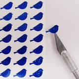 Blue Bird Glitter Stickers, set of 50 small vinyl bird shaped decals