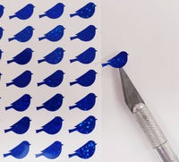 
              Blue Bird Glitter Stickers, set of 50 small vinyl bird shaped decals
            