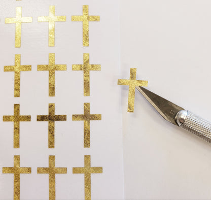 Small Gold Christian Cross Stickers