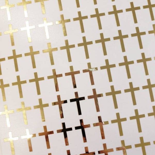 Shiny Gold Cross Stickers