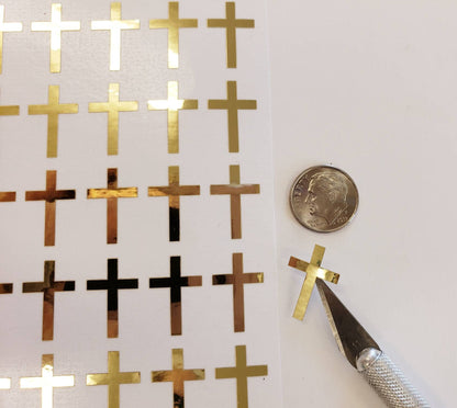 Shiny Gold Cross Stickers