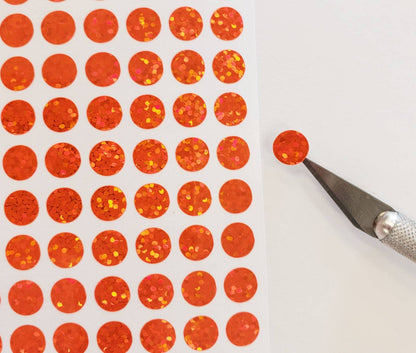 Orange Glitter Dots Stickers